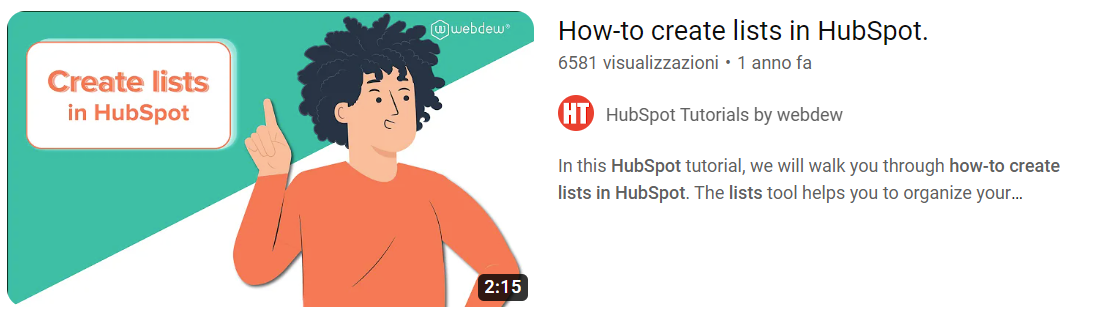 Come creare una Lista di contatti su Hubspot